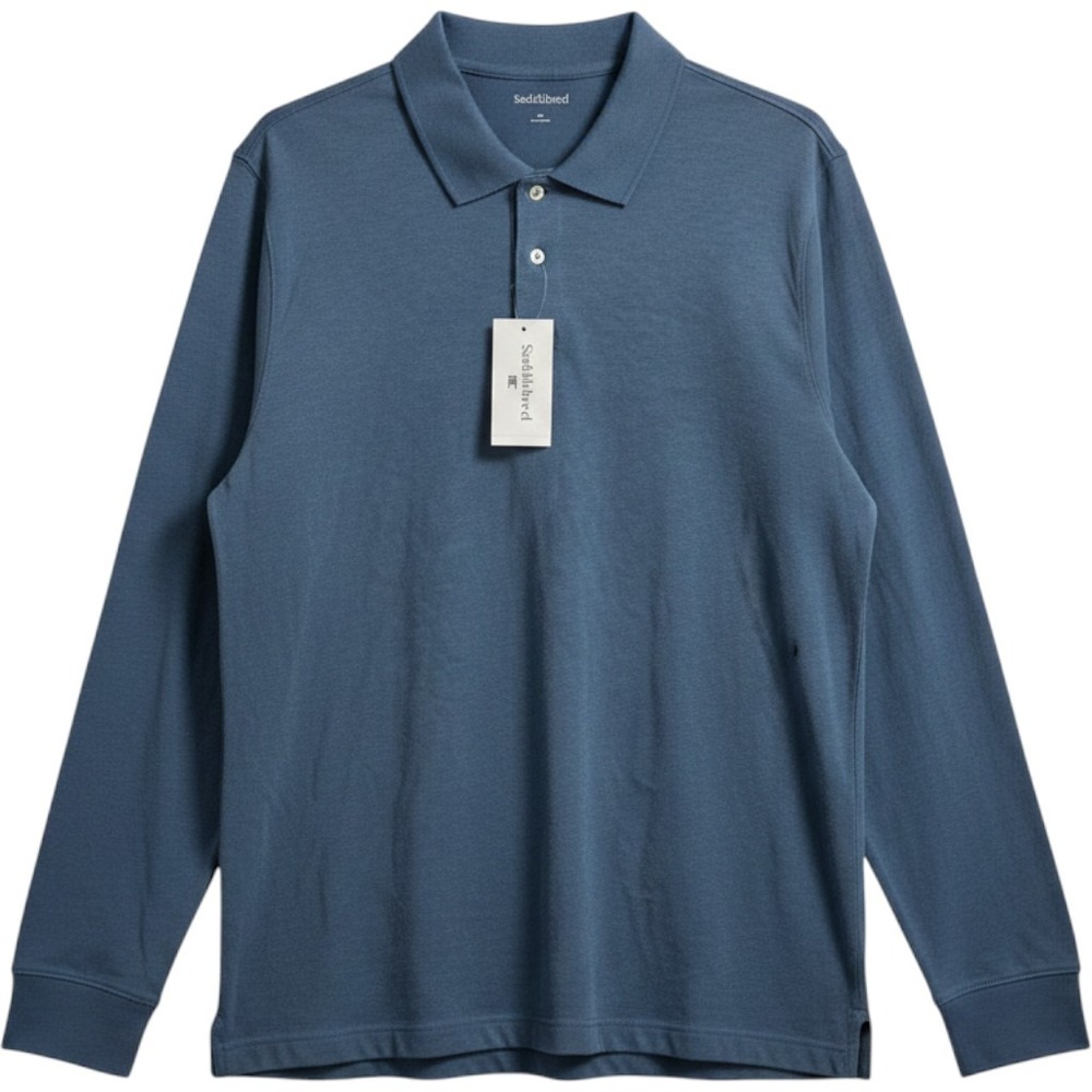 Saddlebred Mens Long Sleeve Polo Shirt XL Blue Ice New With Tags 35526FA0000550